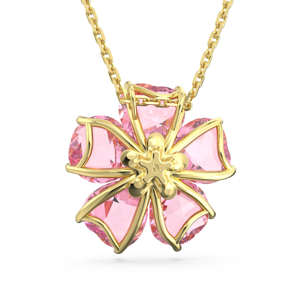 Swarovski Pink and Gold Florere Flower Pendant Necklace